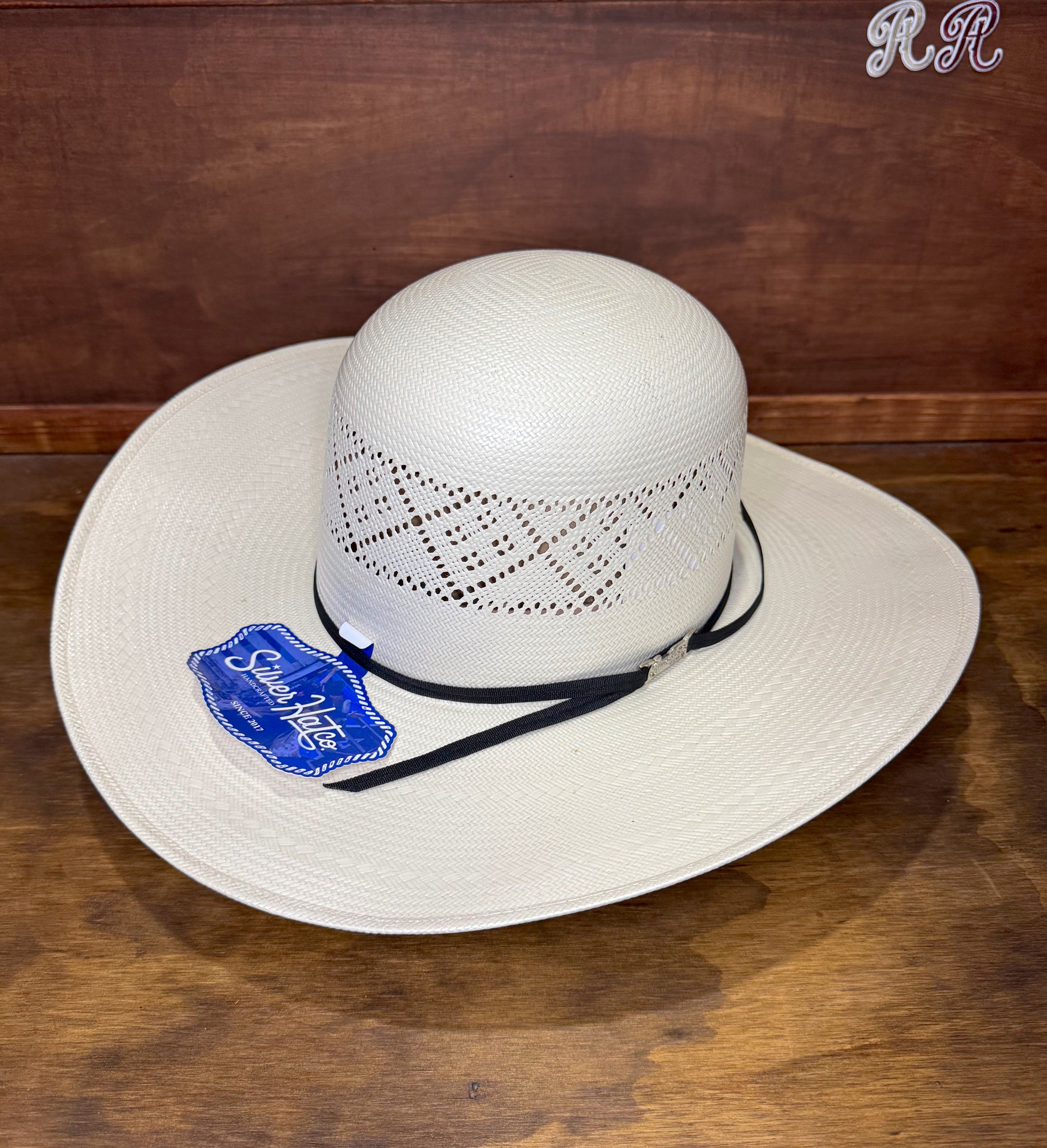 Straw hat 20x Panama shantung silver hat Co.  - Poker diamond